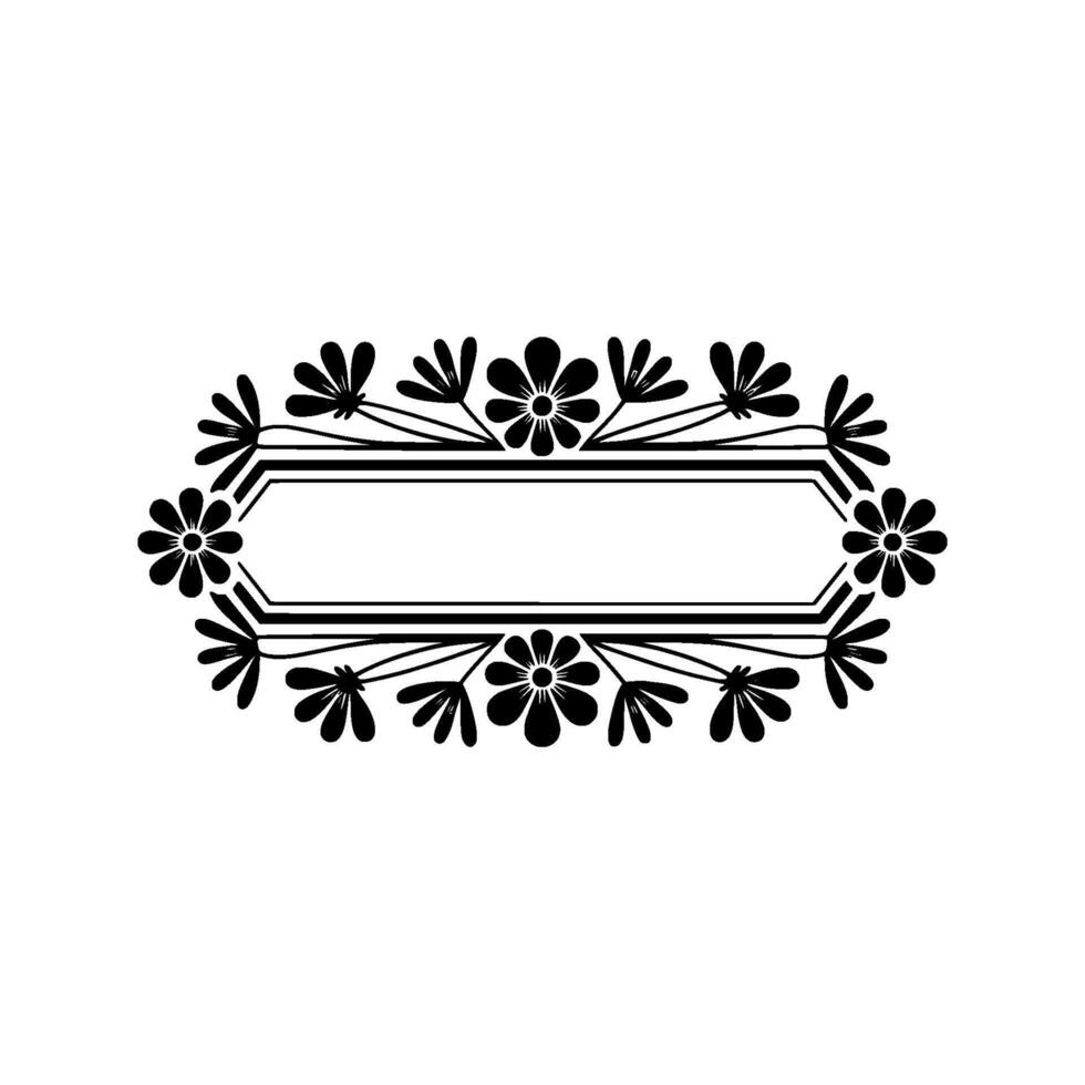 Minimalist Floral Frame Elegant Black White Element, Flowers vector