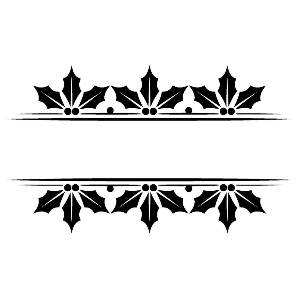 Elegant Holly Border , Christmas , Monochromatic Template vector