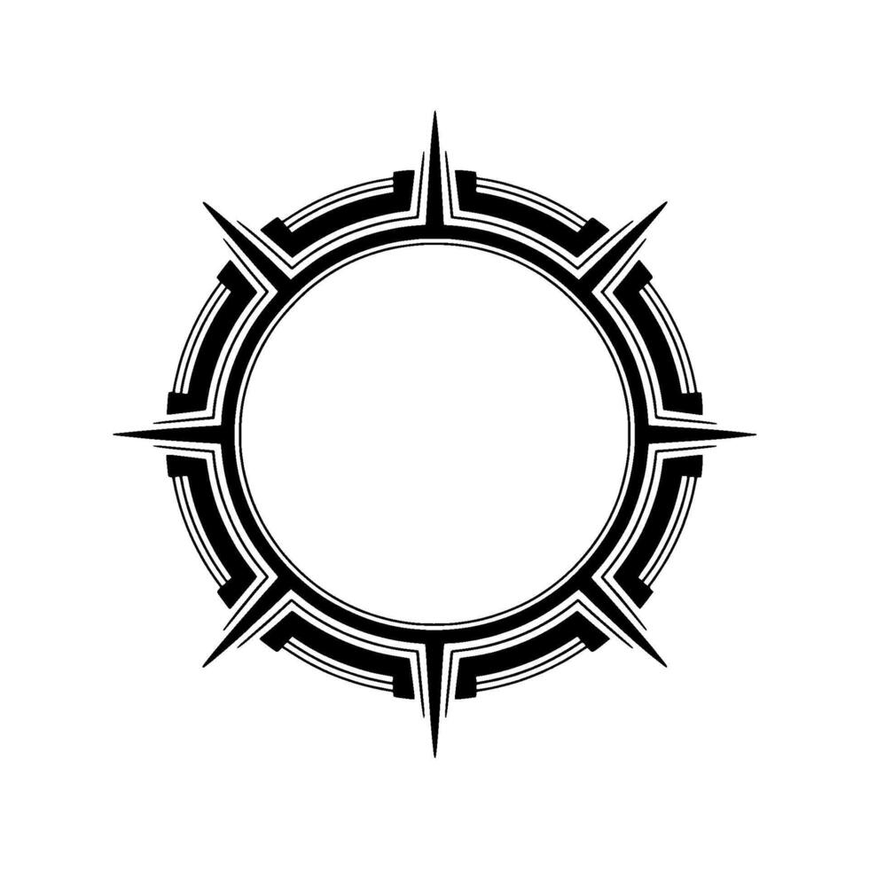 Geometric Black and White Circular with Spikes vector