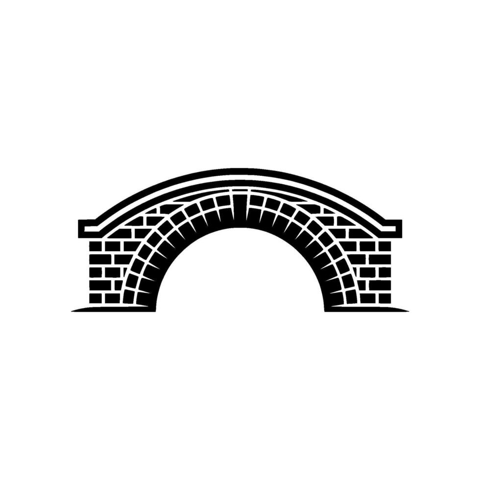 Simple Arch Bridge , Black and White Illustration vector