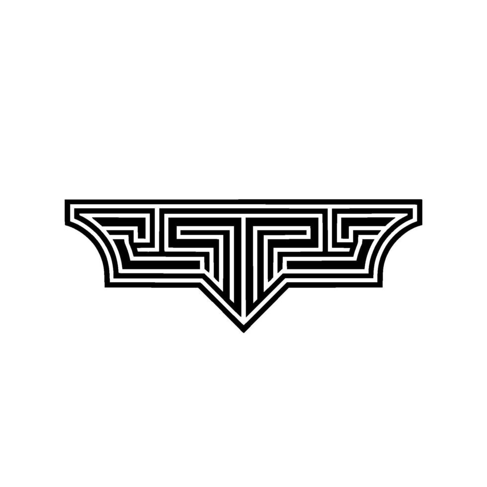 Abstract Geometric Emblem in Black and White, Minimalist vector
