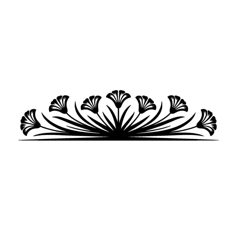 Black White Floral Flourish Minimalist Element vector