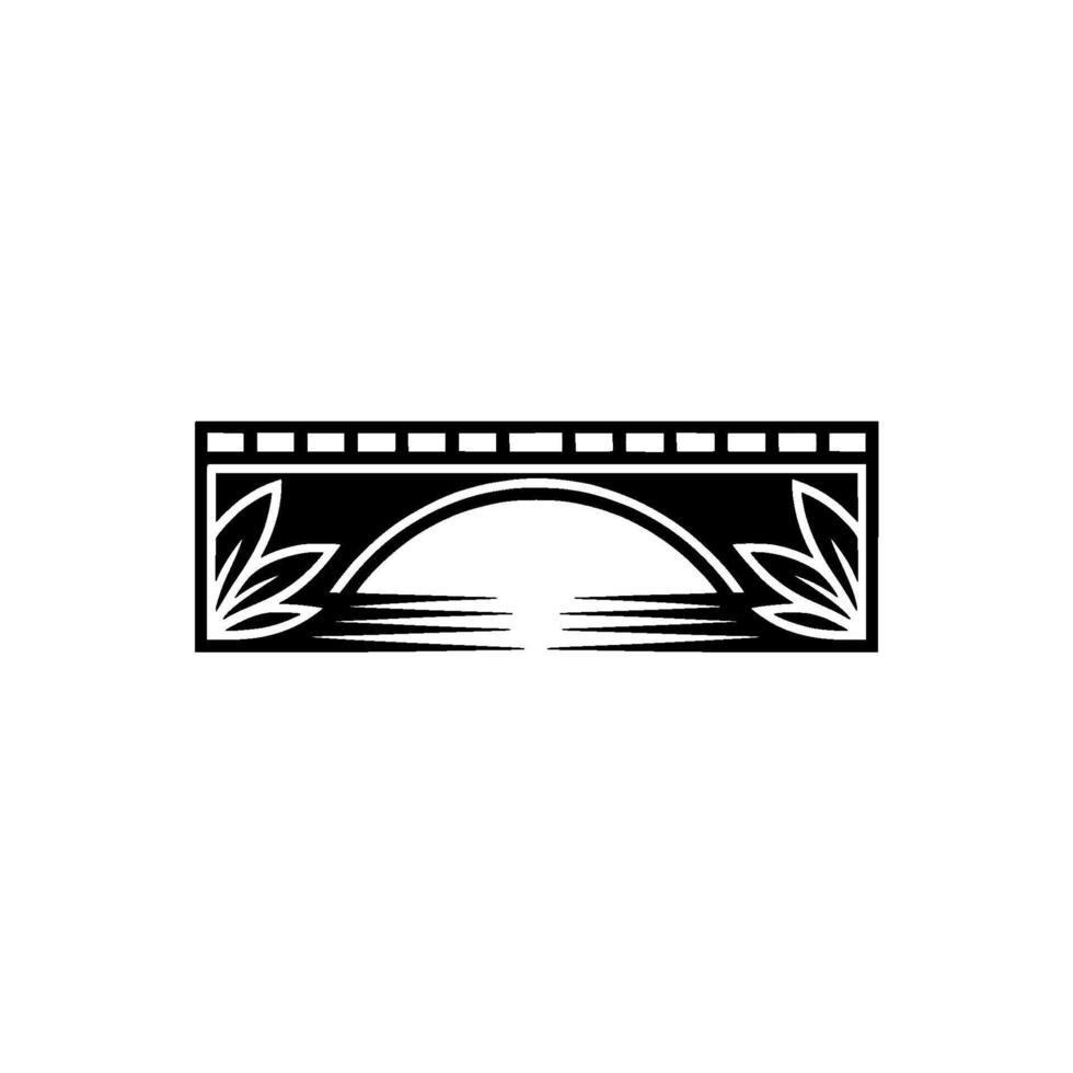 Elegant Black and White Bridge Illustration with Botanical Accents vector