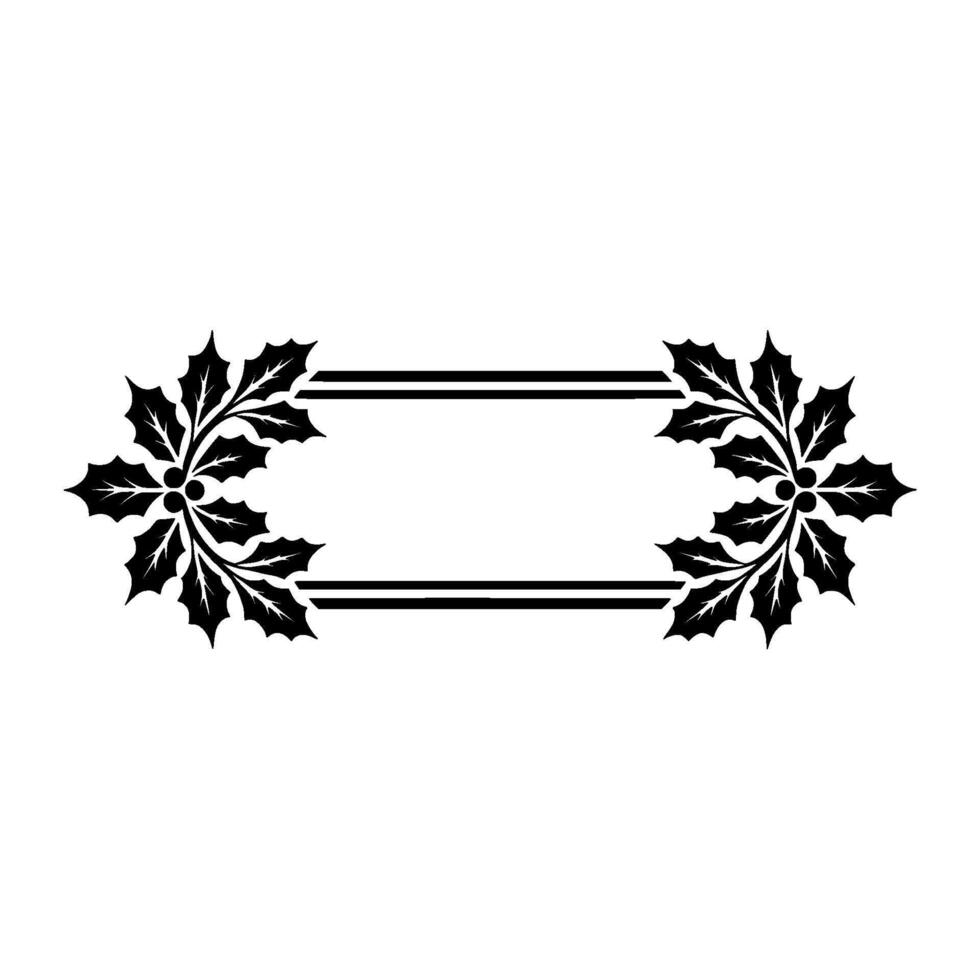 Elegant Black Holly Border Frame on Light Grey Background vector