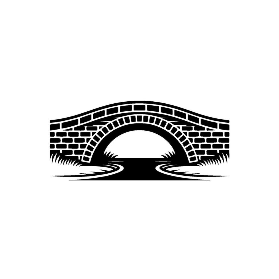 Black and White Stone Bridge on Light Background vector