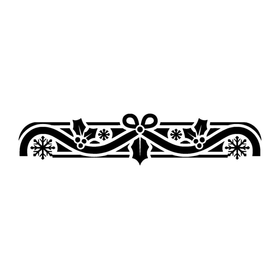 Black and White Festive Border with Holly, Bow, and Snowflakes vector
