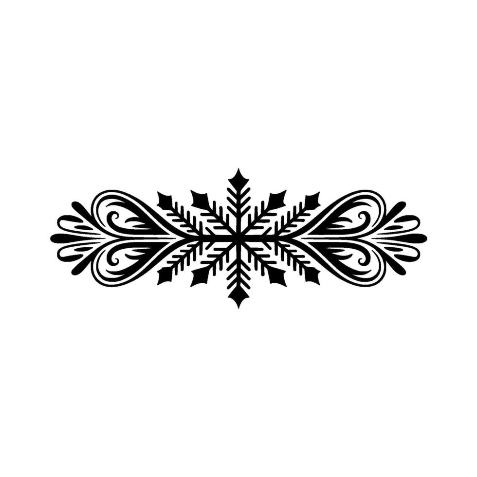 Elegant Snowflake Ornament in Black White, Decorative vector