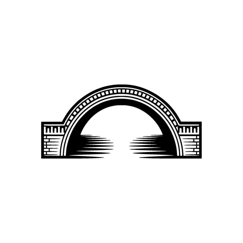 Minimalist Bridge Illustration Black and White vector