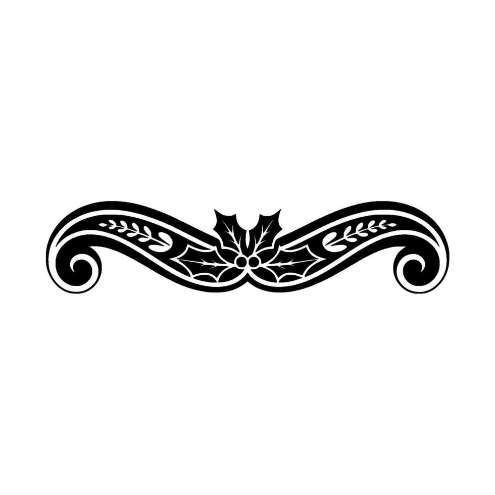 Elegant Christmas Scroll Ornament, Black White vector