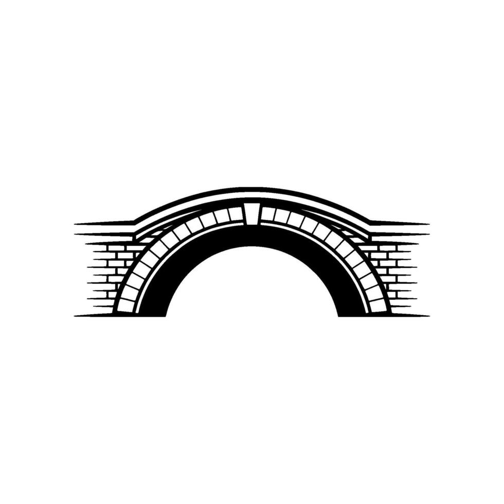 Minimalist Arch Bridge in Black and White vector