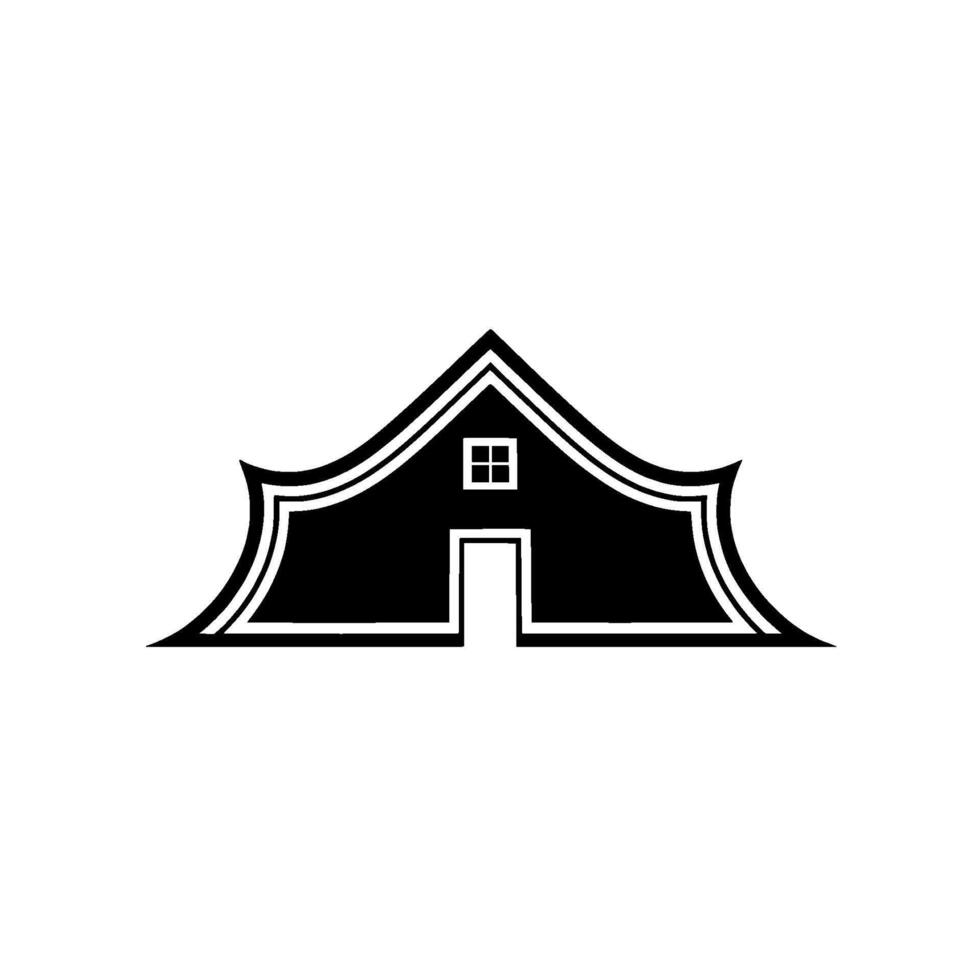 Modern Architectural Home Silhouette , Black and White vector