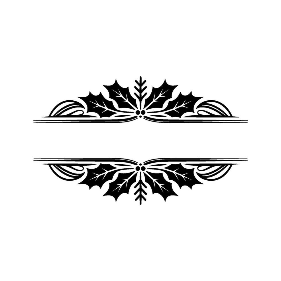 Elegant Holly Frame Border in Black White - Christmas vector