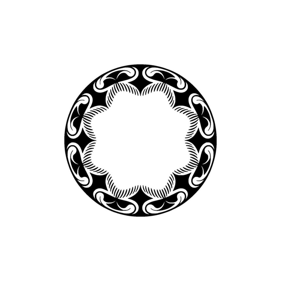 Minimalist Geometric Circle Ornament, Black White vector
