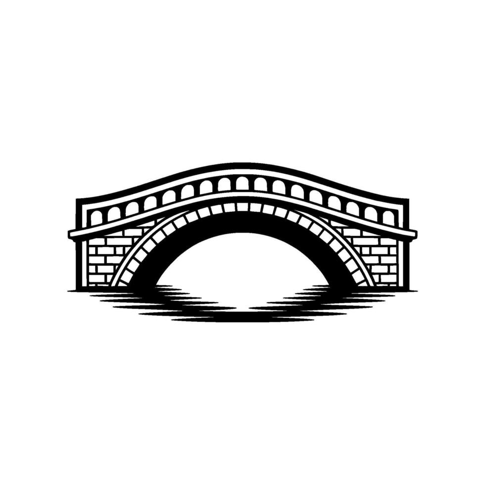 Minimalist Stone Bridge with Reflection - Illustration vector