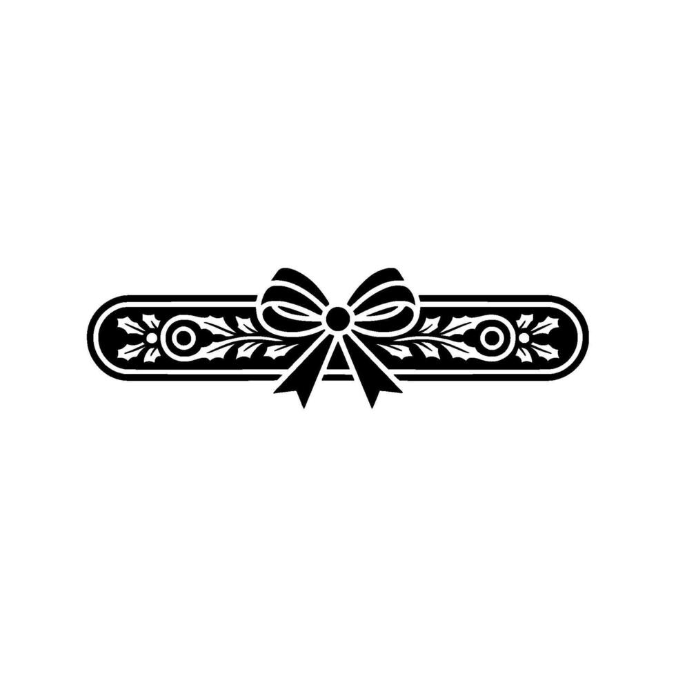 Elegant Black White Ornament Bow Foliage vector