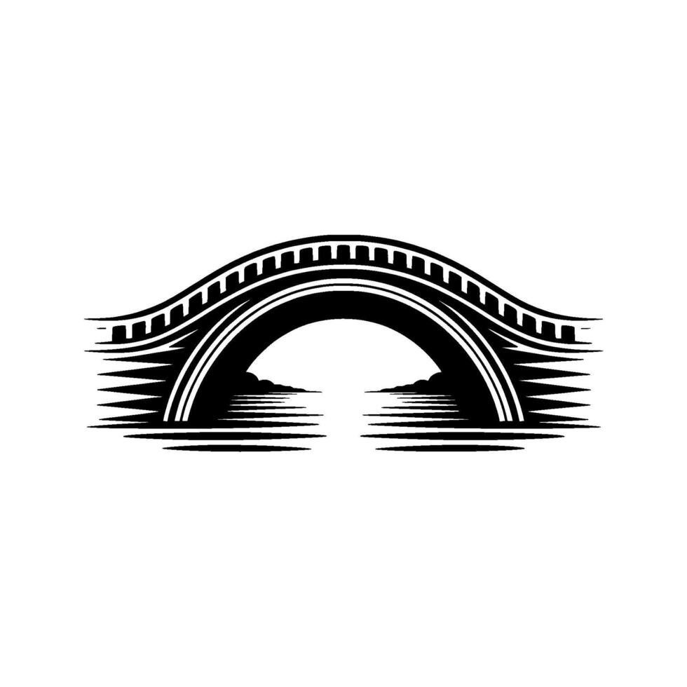 Elegant Black White Bridge Silhouette vector