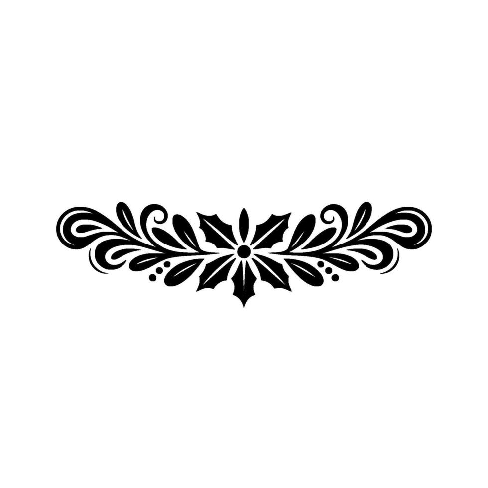 Elegant Black Floral Ornament on Creamy Background - Decorative Element vector