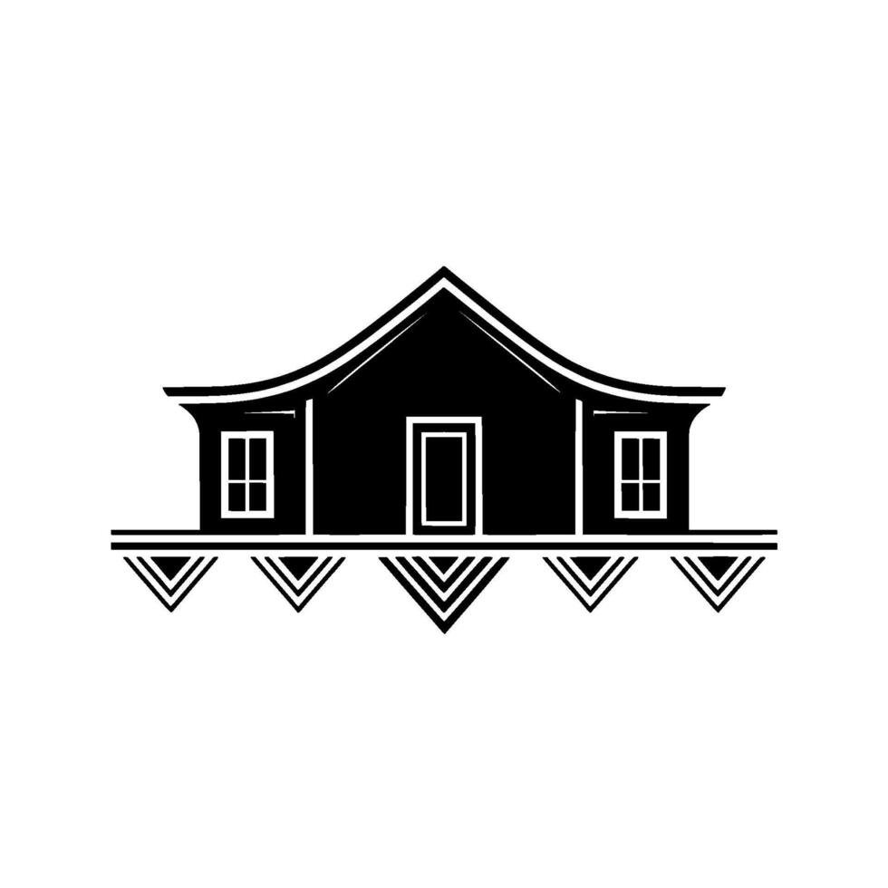 Modern House Silhouette - Black and White Minimalist Illustration vector