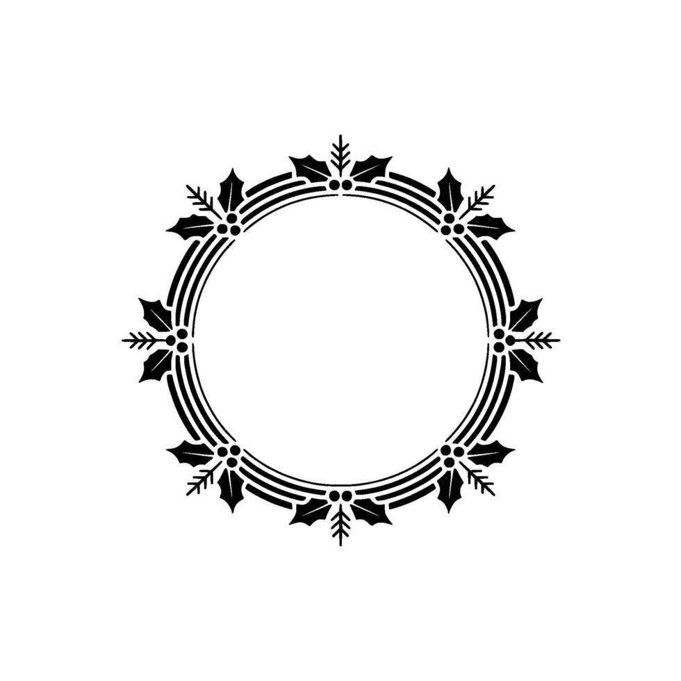 Elegant Black and White Christmas Frame with Holly vector