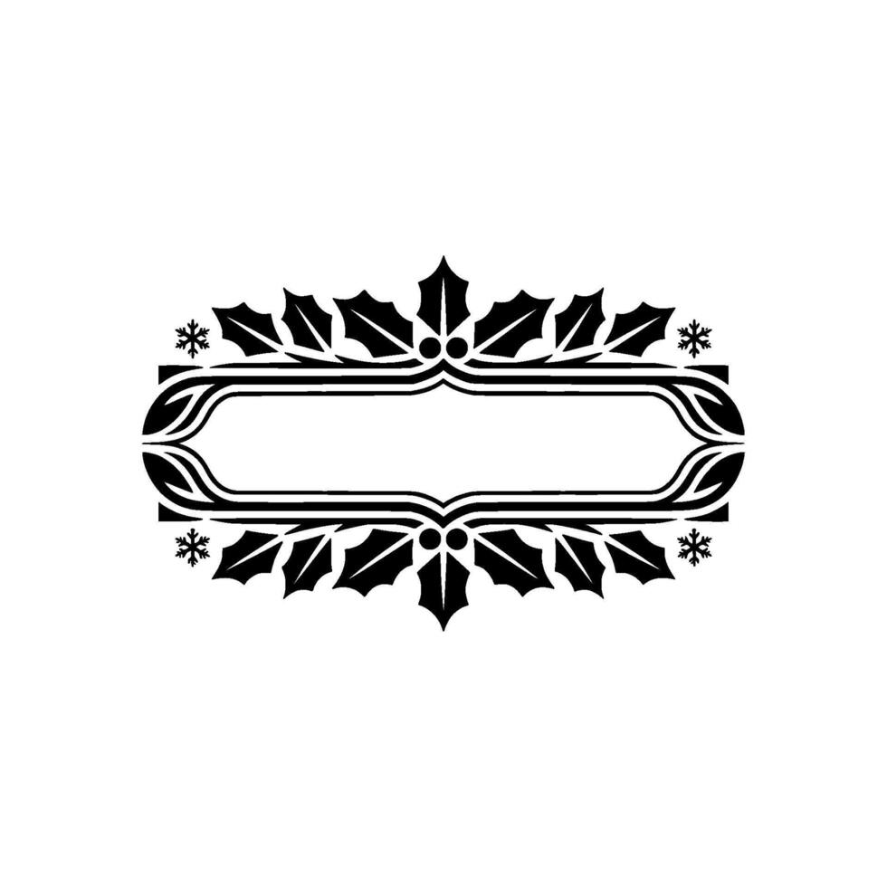 Elegant Christmas Label with Holly and Snowflake Decoration vector