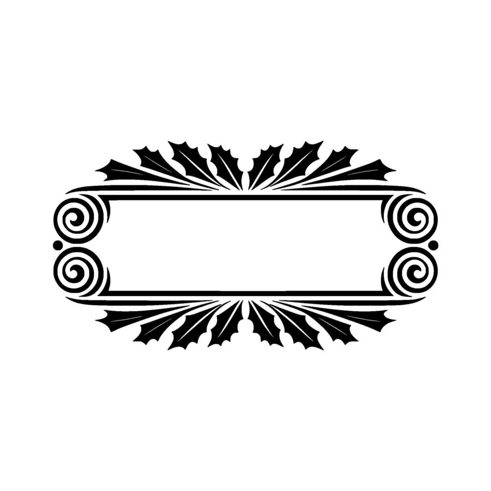 Elegant Black and White Scroll Frame with Holly Accents vector