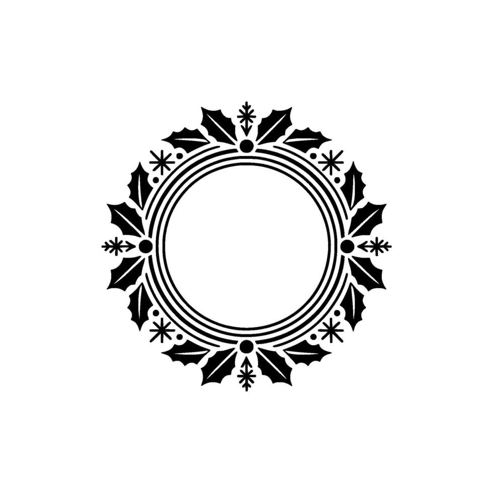 Elegant Christmas Frame with Holly Snowflake Ornament vector