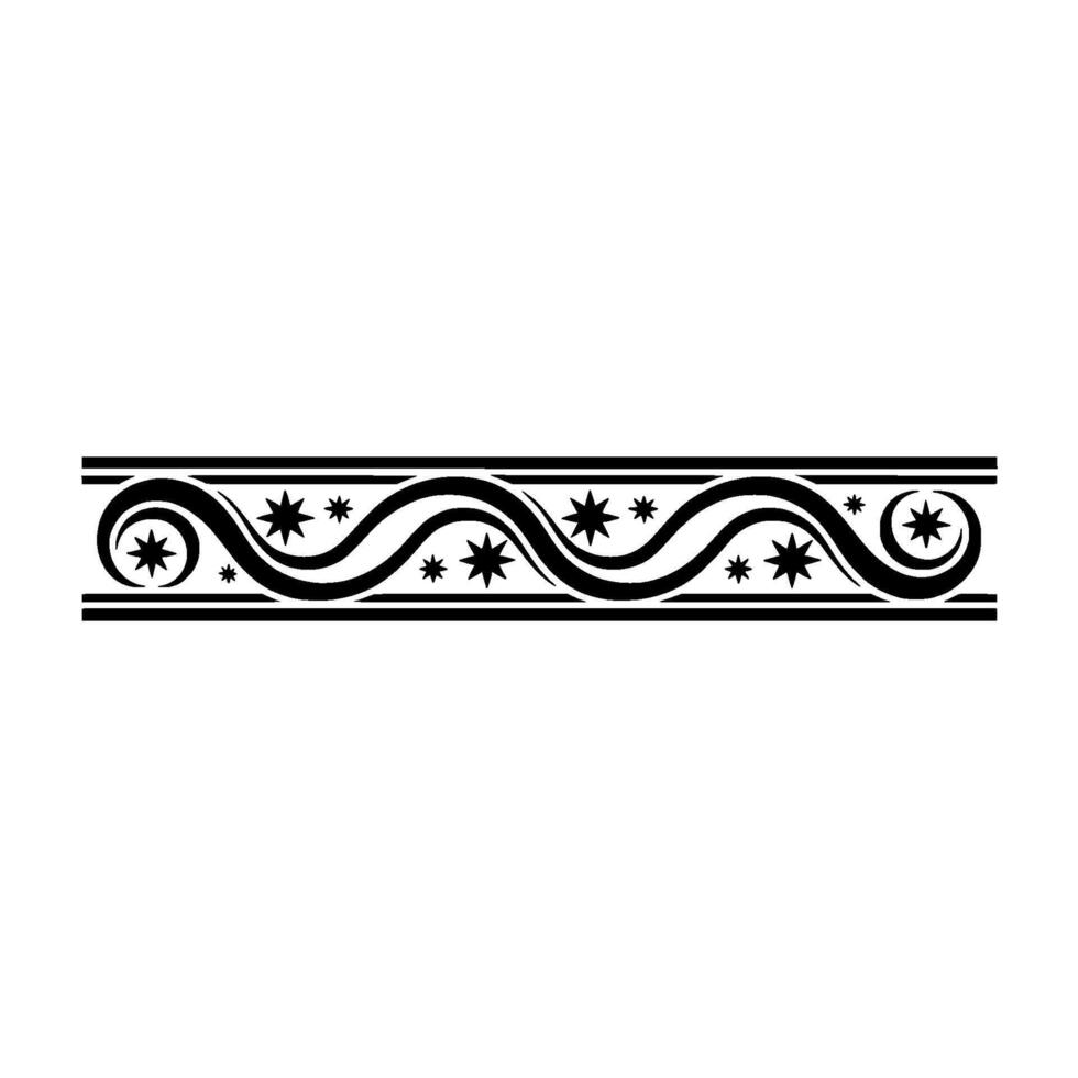 Elegant Black Border with Stars and Swirls - Decorative Element vector