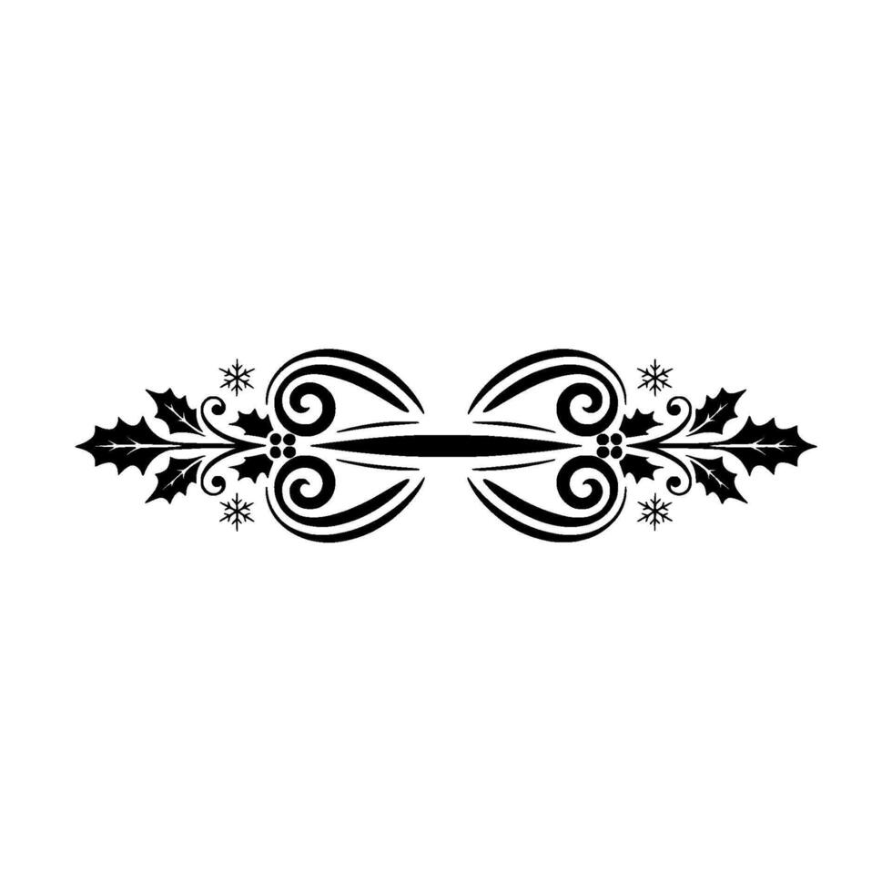 Elegant Black White Christmas Ornament, Holly Snowflakes vector