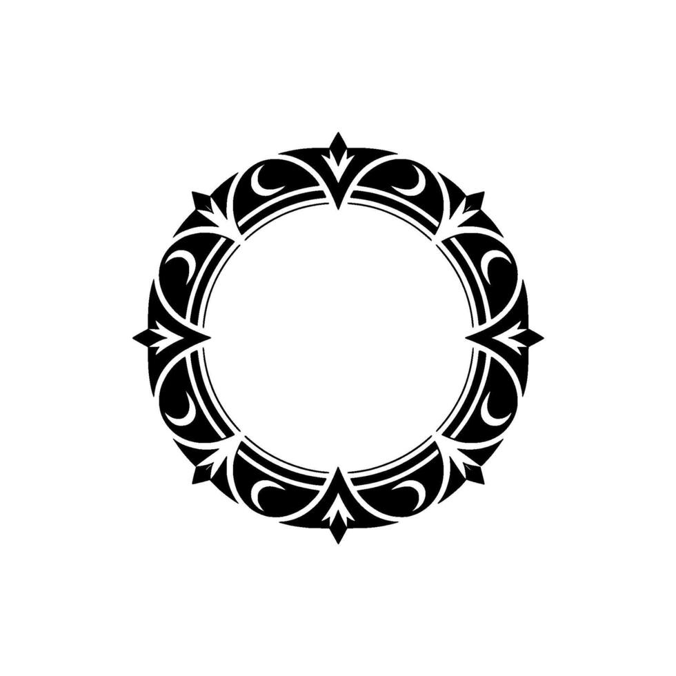 Decorative Circular Border Frame in Black on White, Minimalist vector