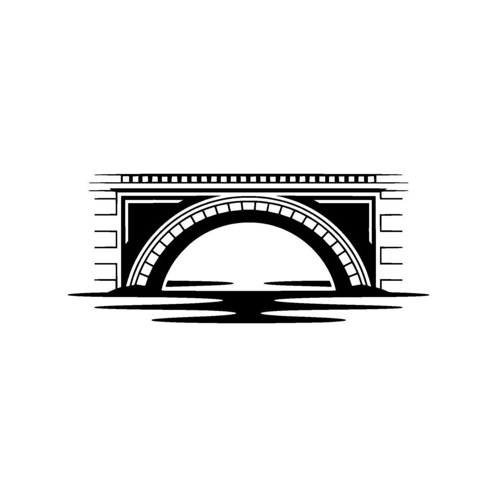 Elegant Black and White Bridge Illustration Geometric Art Deco Style vector
