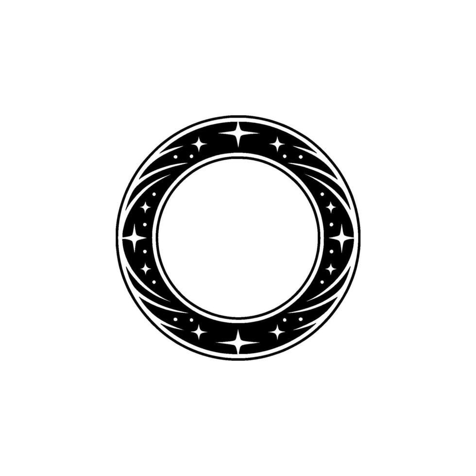 Abstract Celestial Circle Ornament, Black White vector