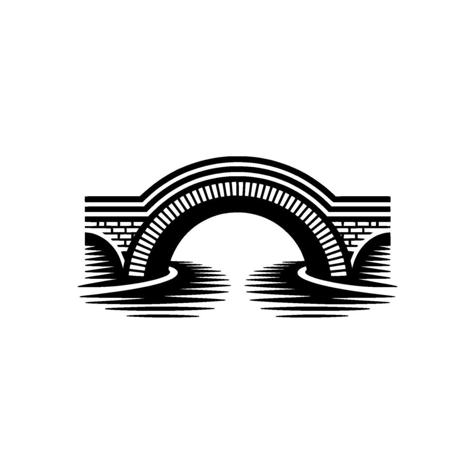 Minimalist Bridge , Black and White Illustration vector