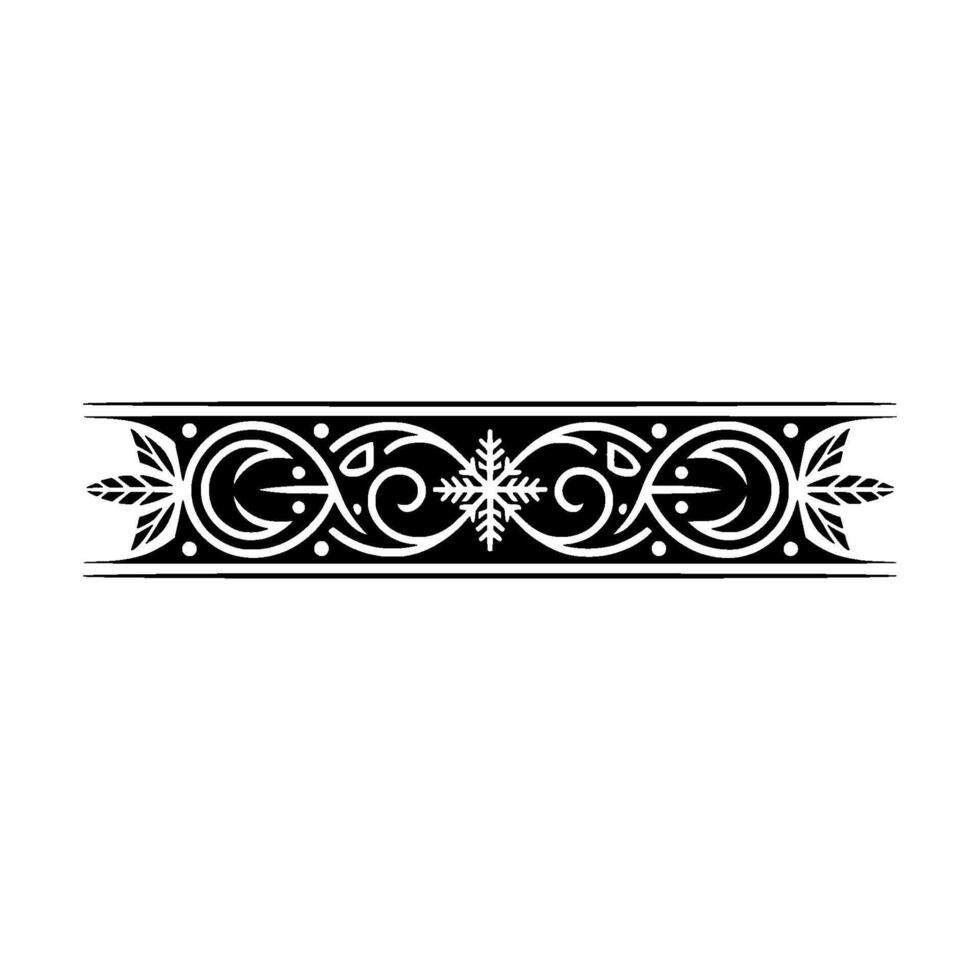Decorative Black and White Border with Snowflake Element vector