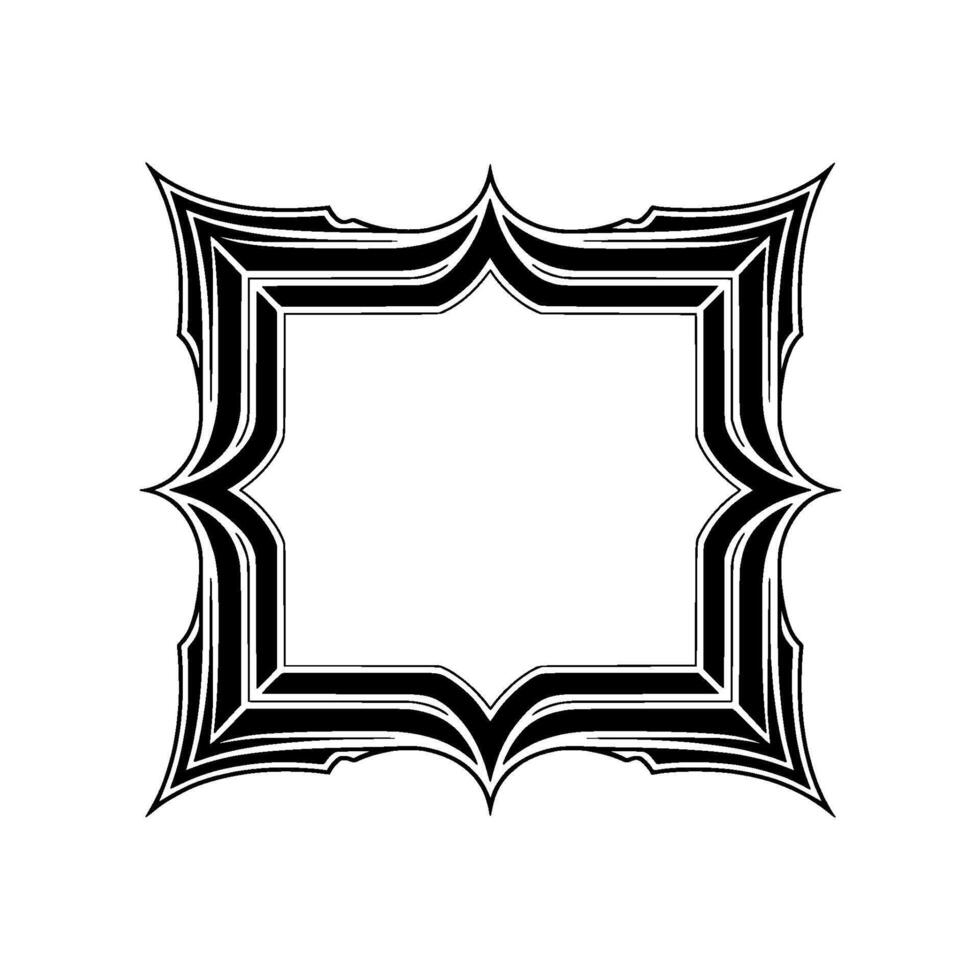 Elegant Ornamental Frame Geometric Black and White on White Background vector