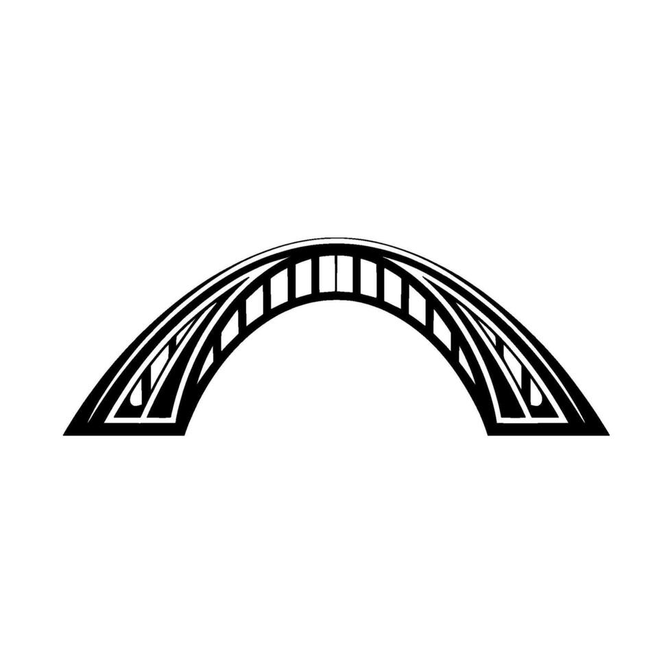 Minimalist Arch Bridge , Geometric , Black White vector