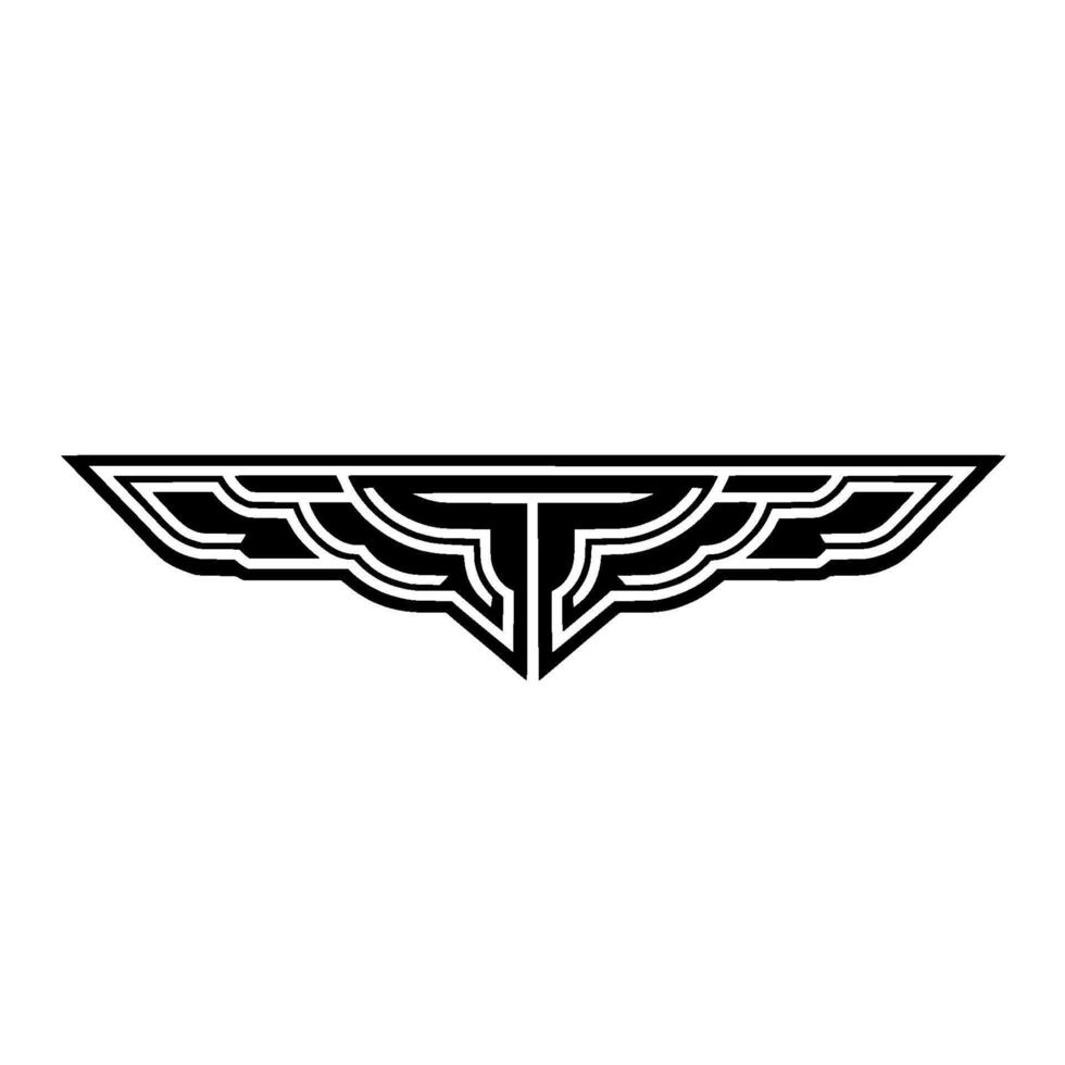 Art Deco Wing Element in Black on White vector