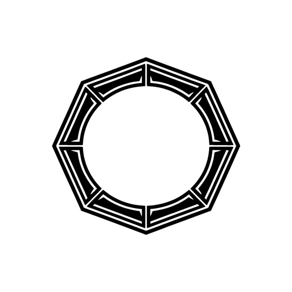 Geometric Circle Frame in Black and White, Minimalist vector