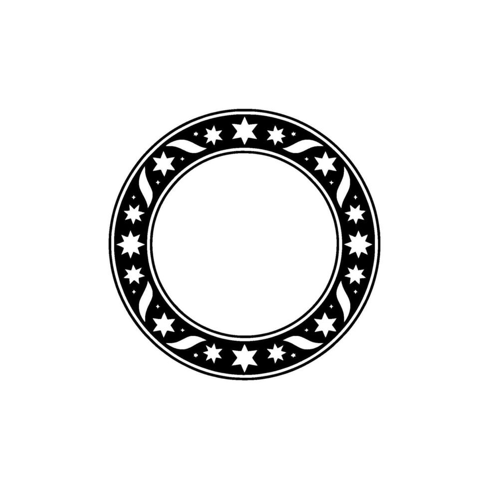 Elegant Star Swirl Circular Frame - , Minimalist vector