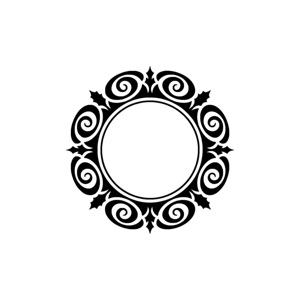 Elegant Circular Swirl Ornament on Off-White vector