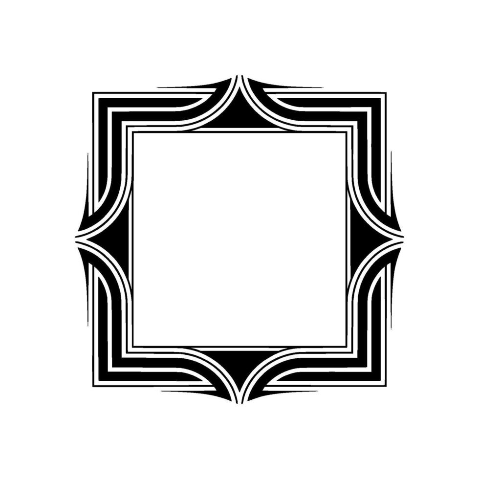 Art Deco Square Frame Illustration, Black and White, Elegant vector