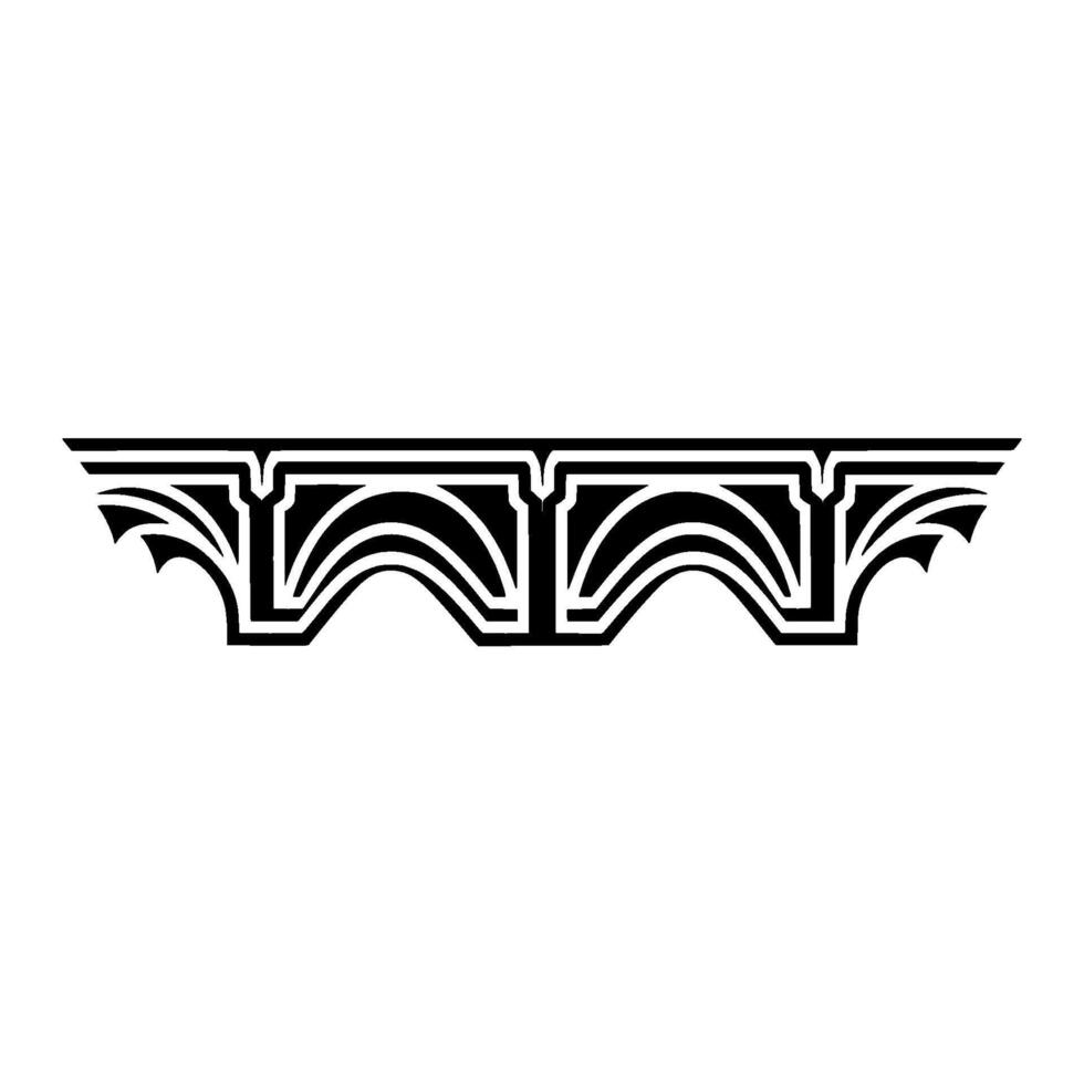 Art Deco Archway Decorative Element, Black White on White vector