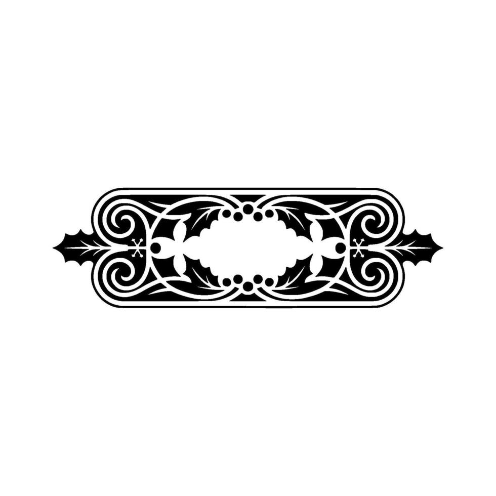 Elegant Black White Scrollwork Christmas Ornament, Decorative Element vector