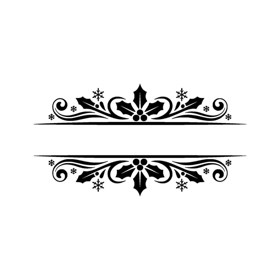 Elegant Christmas Holly Frame - Silhouette on White vector