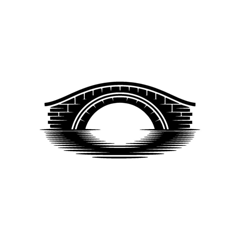 Elegant Black White Stone Bridge vector