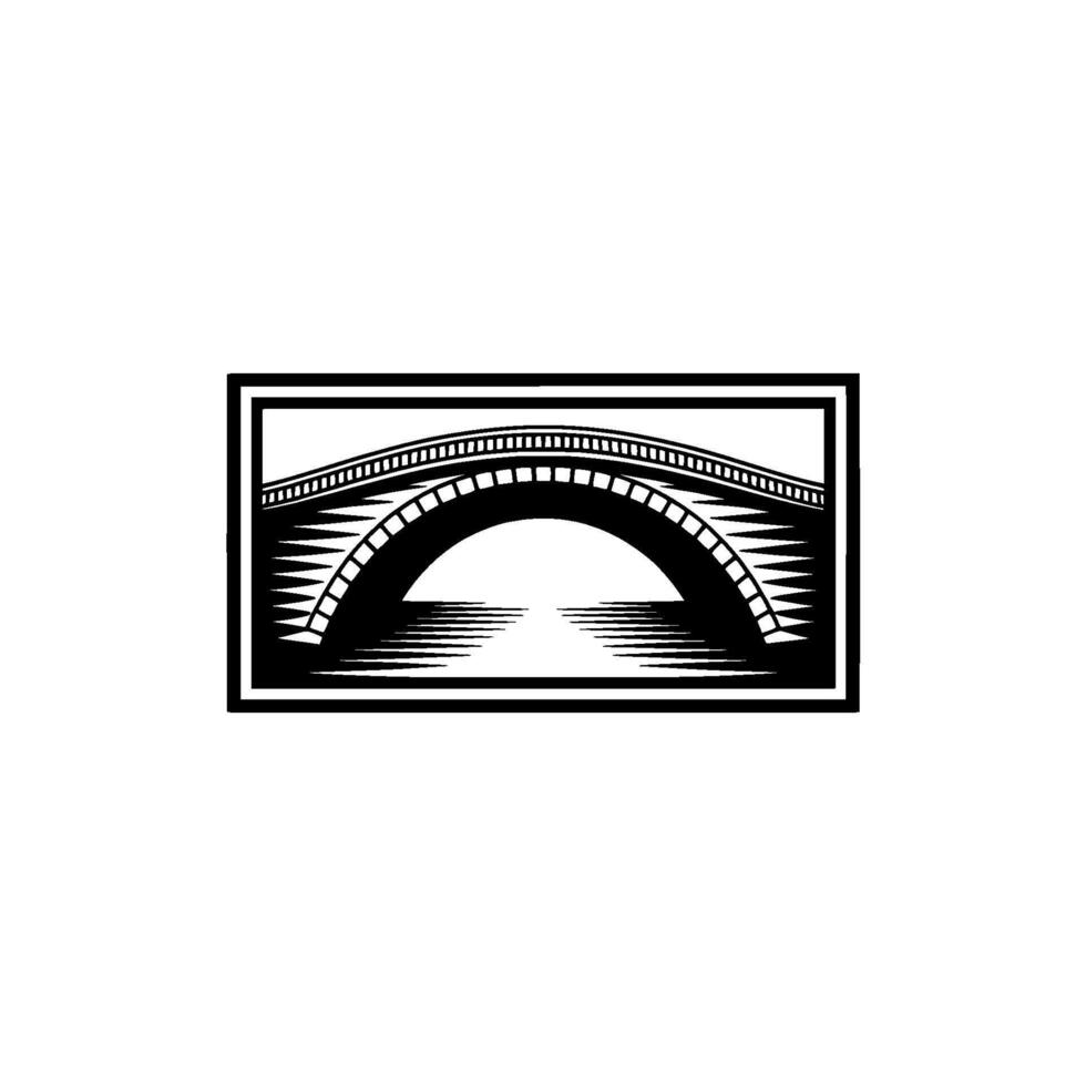 Classic Bridge Illustration in Black White, Minimalist vector
