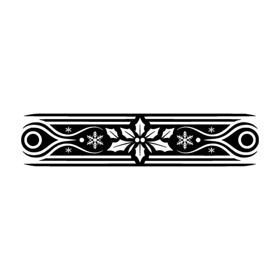 Elegant Black White Christmas Border with Holly, Snowflakes Ornaments vector