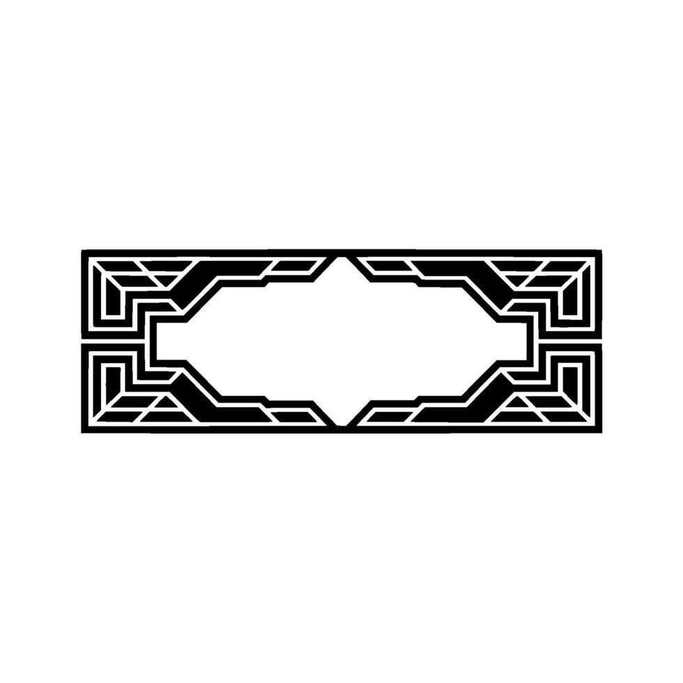 Geometric Art Deco Frame, Black White, Decorative Element vector