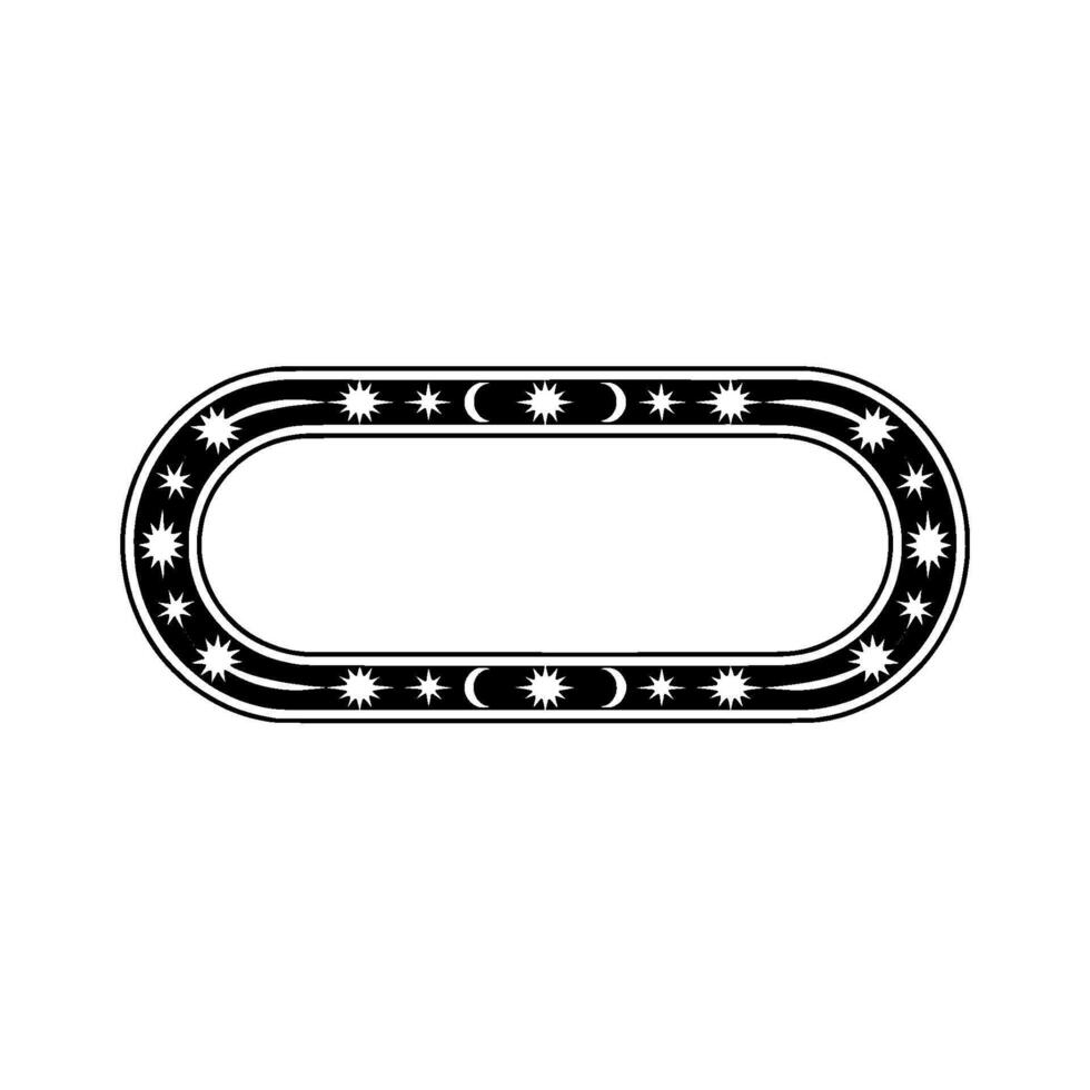 Celestial Oval Frame, Black and White, Minimalist vector