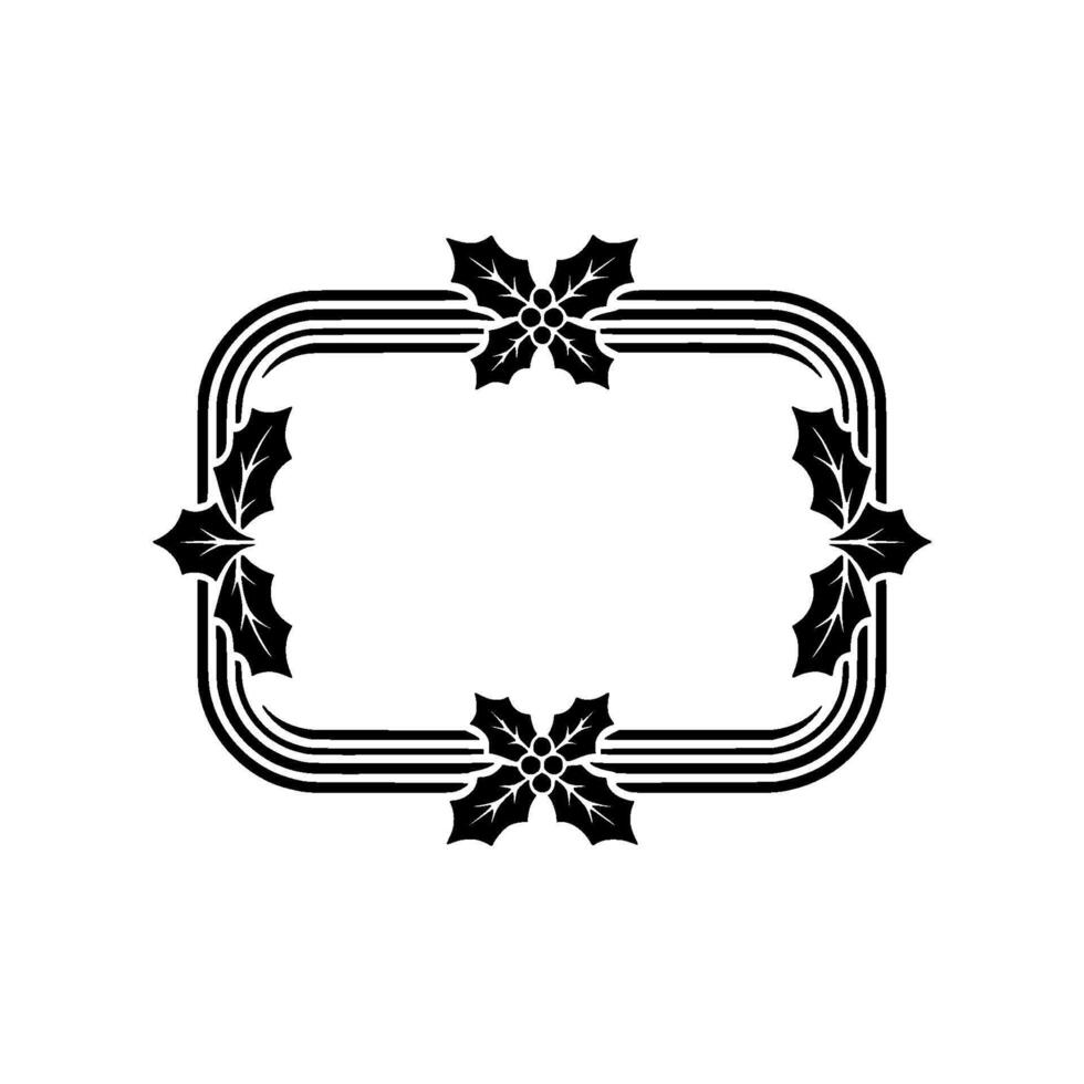 Elegant Black and White Holly Frame Border Illustration vector