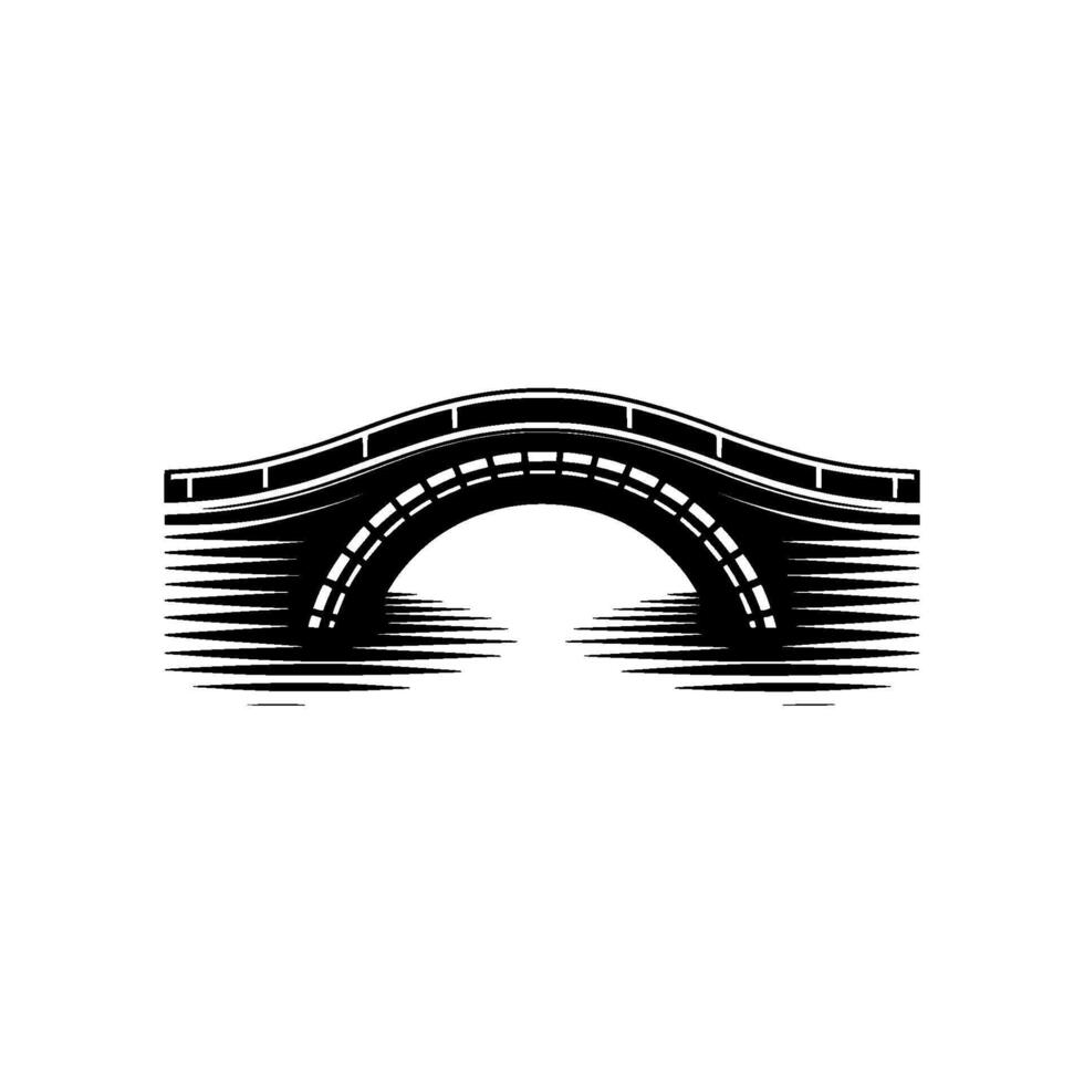 Classic Engraved Bridge Silhouette, Elegant , Minimalist vector